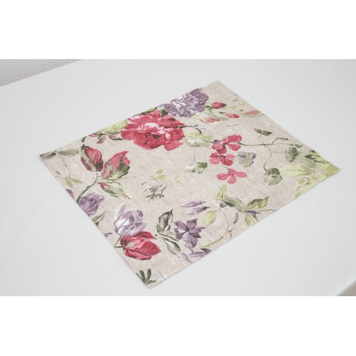 Placemat / suport de farfurie anti-pete din bumbac teflonat, model floral multicolor